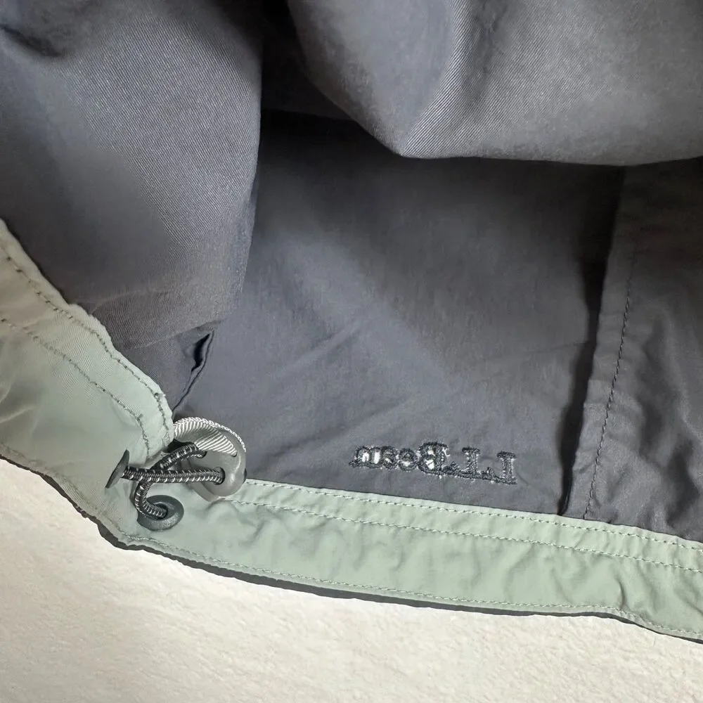 LL BEAN Mens L Tall Gray Anorak Half Zip Hooded Windbreaker Outdoor Gorpcore